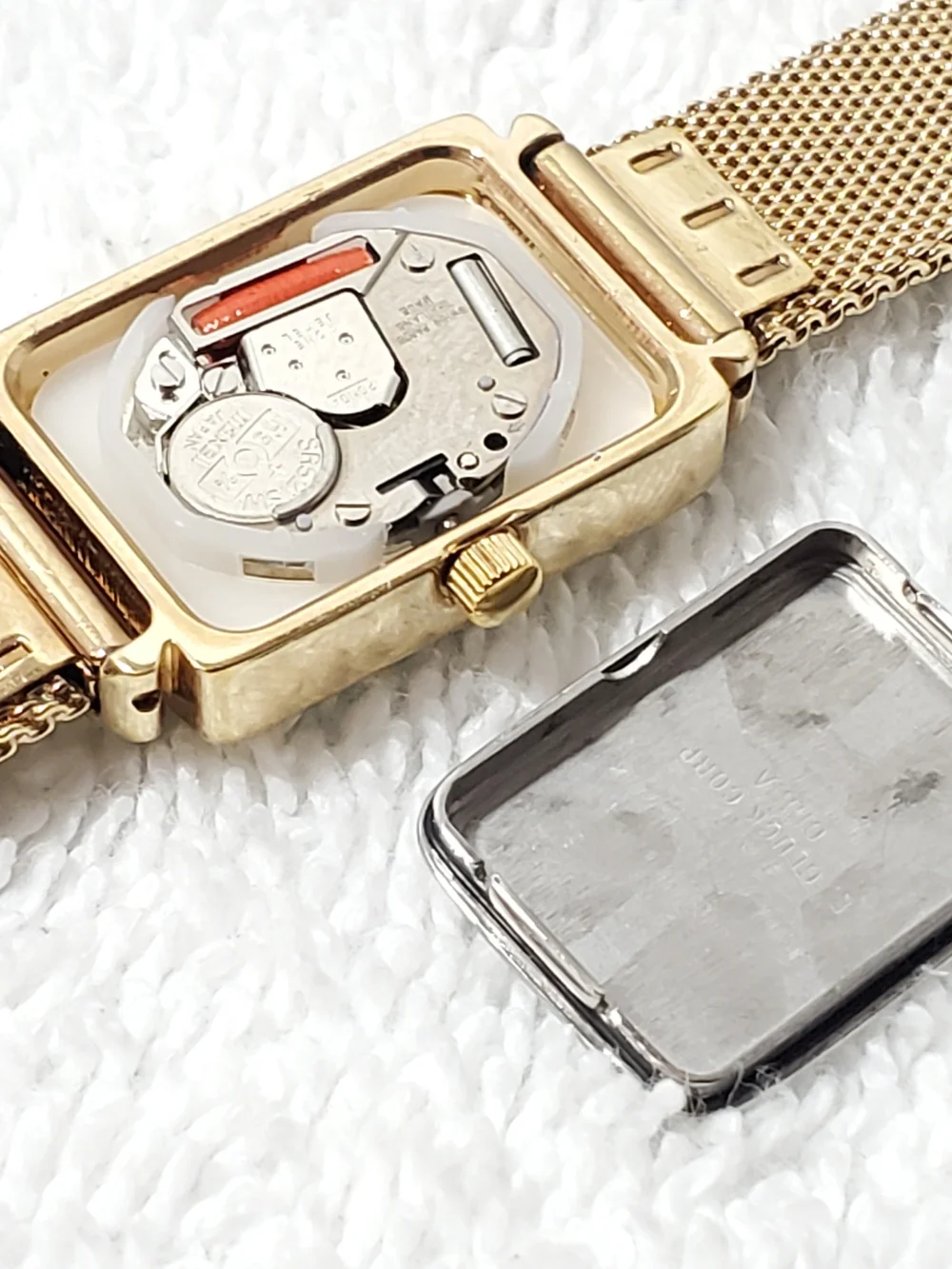 Vintage Anne Klein Gold Tone Tank Watch Swiss Parts Ronda 1 Jewel Movement Women